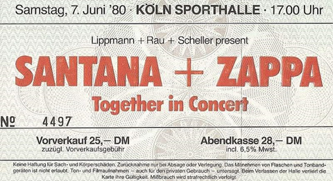 Santana + Zappa, June 7, 1980