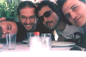 Pedrín, Román, Joaquín y Miguel camino de El Pinar, el 6 de septiembre de 1997 (foto: Carlos Turbina)