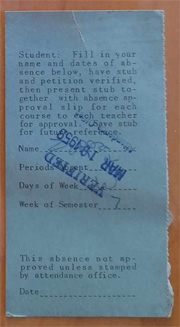 Absence Stub, 1959