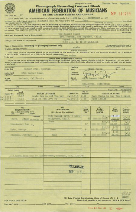 Phonograph Recording Contract