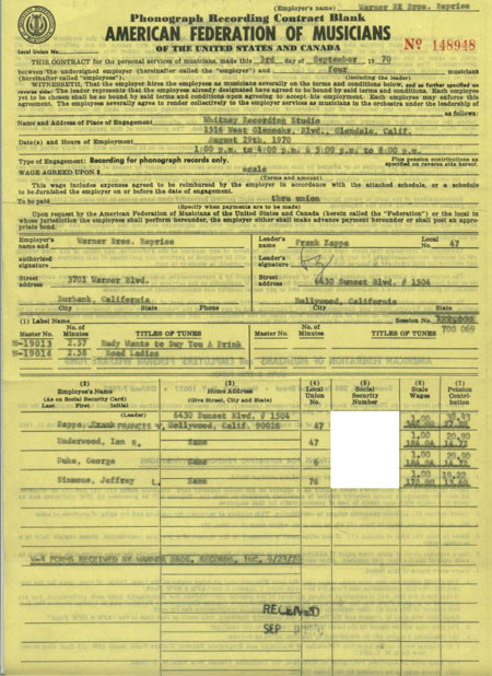 Phonograph Recording Contract