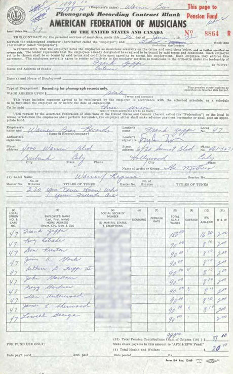 Phonograph Recording Contract Blank